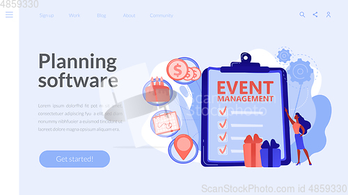 Image of Event management concept landing page.