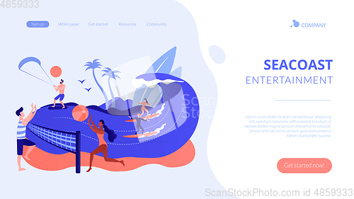 Image of Summer beach activities concept landing page.