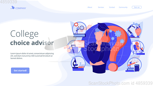 Image of College choice concept landing page