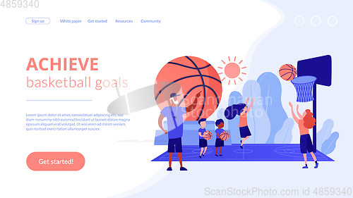 Image of Basketball camp concept landing page.