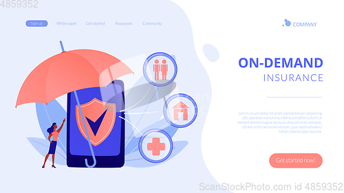 Image of On-demand insurance concept landing page.