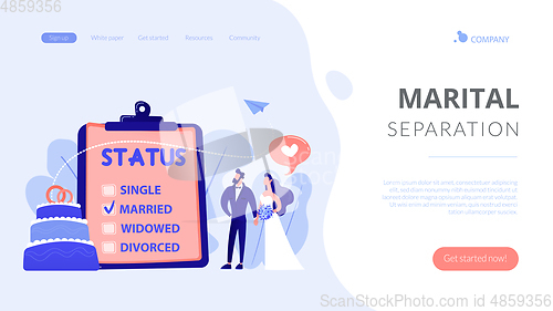 Image of Relationship status concept landing page.