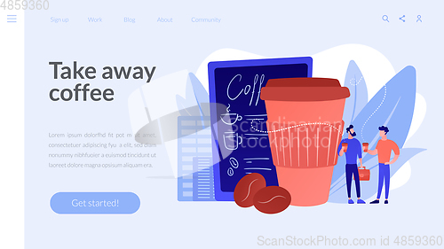 Image of Take away coffee concept landing page.