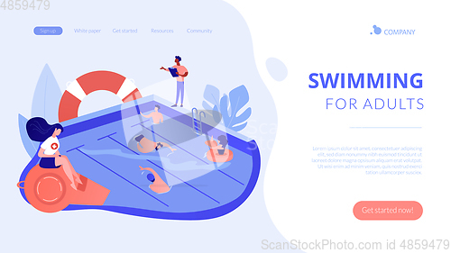 Image of Swimming and lifesaving classes concept landing page.