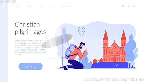 Image of Christian pilgrimages concept landing page.