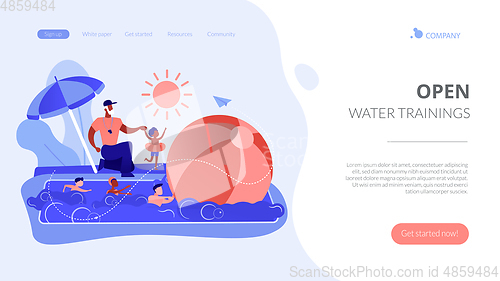 Image of Swim camp concept landing page.