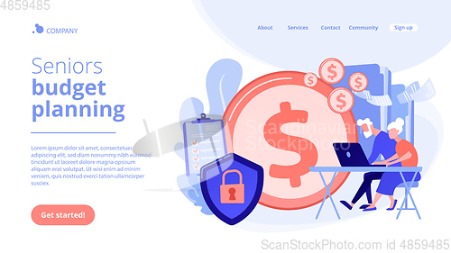 Image of Elderly financial security concept landing page