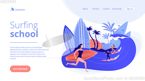 Image of Surfing school concept landing page.