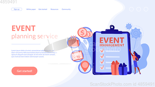 Image of Event management concept landing page.