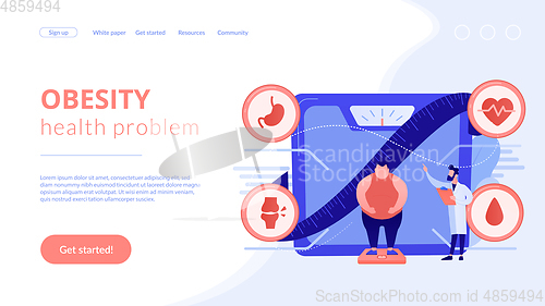 Image of Obesity health problem concept landing page.