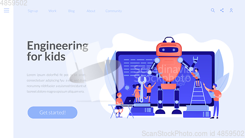 Image of Engineering for kids concept landing page.