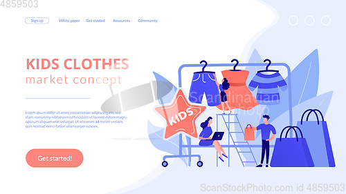 Image of Kids fashion concept landing page.