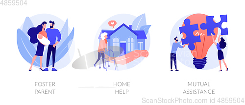 Image of Caregiving and social support services abstract concept vector illustrations.