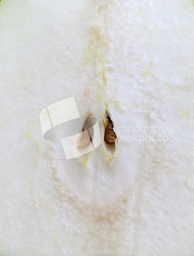Image of Slice with pear seeds