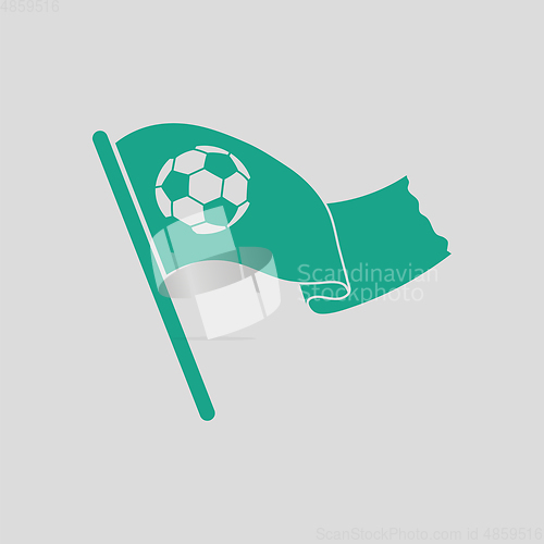 Image of Football fans waving flag with soccer ball icon