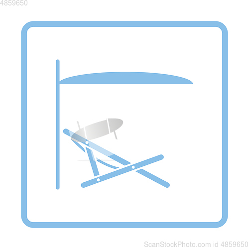 Image of Sea beach recliner with umbrella icon