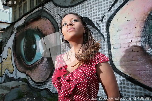 Image of African-Russian girl in red dress