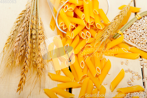 Image of Italian pasta penne with wheat