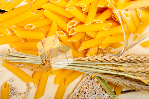 Image of Italian pasta penne with wheat