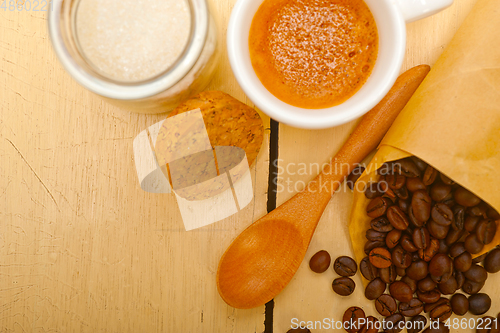 Image of espresso coffee and beans