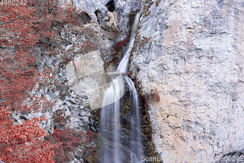 Image of Dalbina waterfall in autumn season