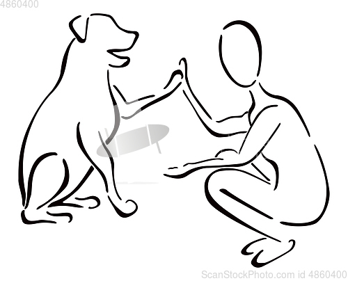 Image of Man and dog as friends