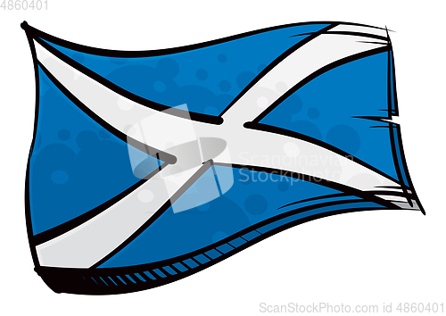 Image of Painted Scotland flag waving in wind