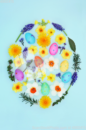 Image of Easter Egg Delight with Eggs and Flowers