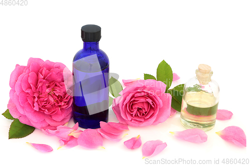 Image of Rose Water with Flowers for Natural Skin Hydration