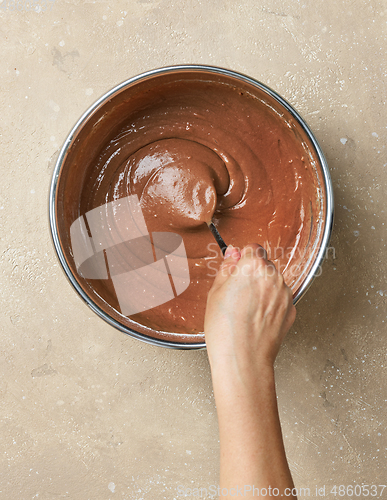 Image of process of making dough for chocolate cake