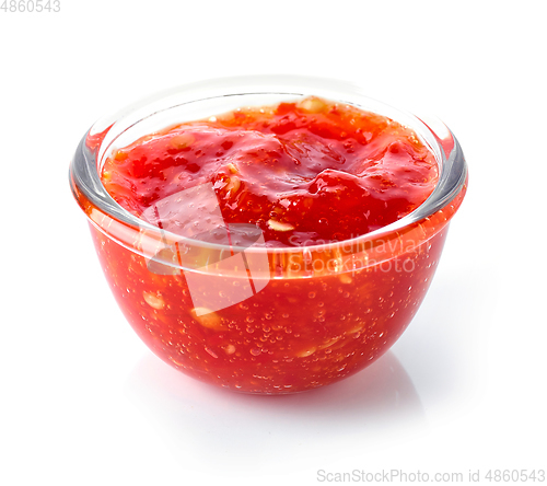 Image of red hot chili pepper sauce