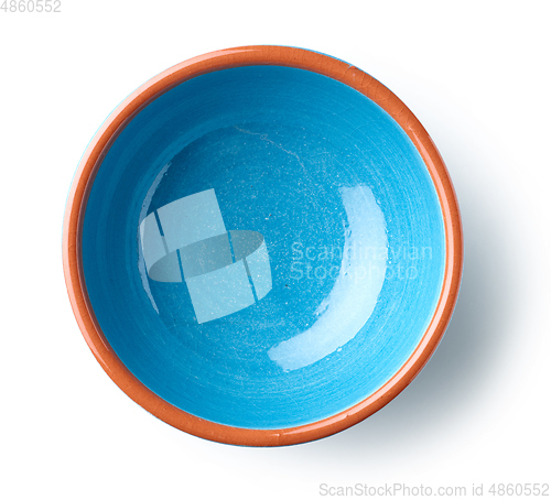 Image of empty blue bowl