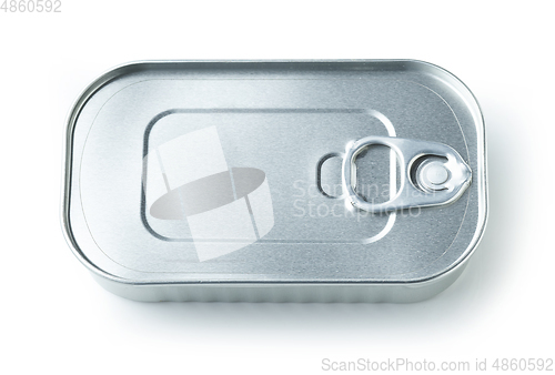 Image of metal can on white background