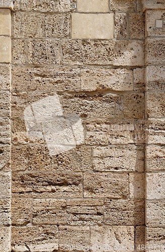 Image of Texture of rough stone wall in ancient temple niche