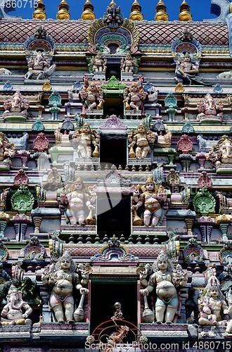 Image of Facade of the Hindu temple in Mahe island, Seychelles