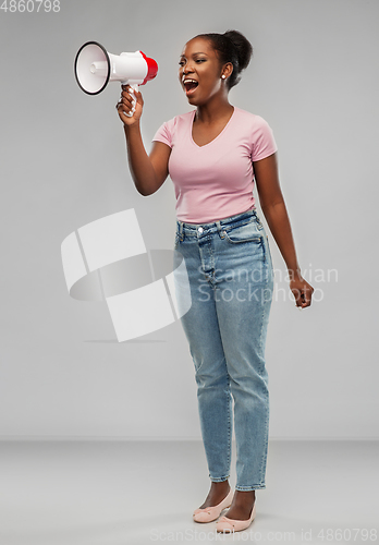 Image of african american woman over grey background