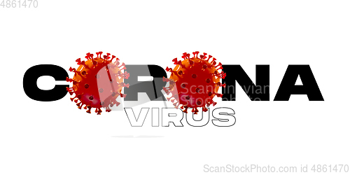 Image of Model of COVID-19 in word CORONA, concept of pandemic spreading, virus 2020