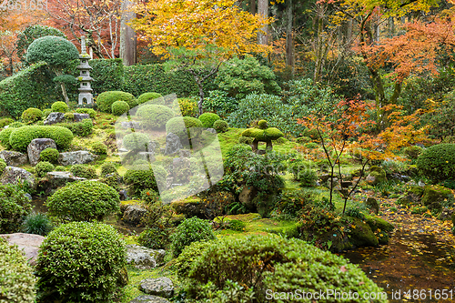 Image of Japanese garden in autumn