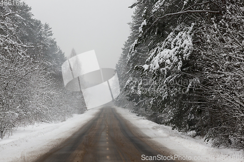 Image of Snowy winter road