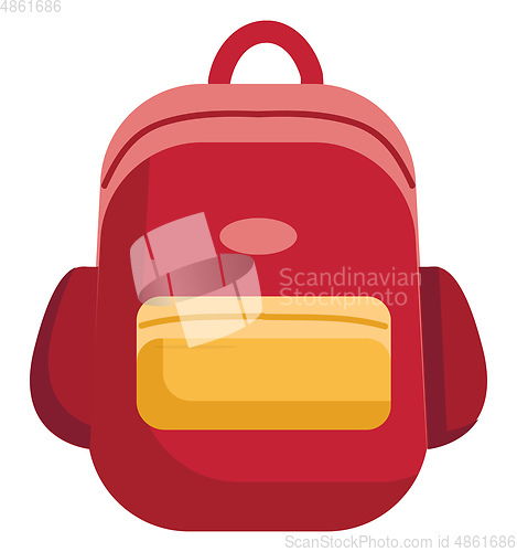 Image of Red and yellow school bag vector illustration on white backgroun