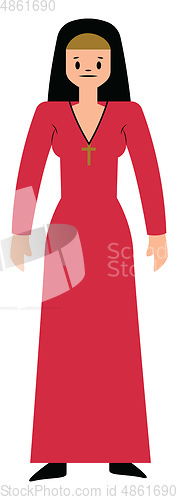 Image of Nun in red dress character vector illustration on a white backgr