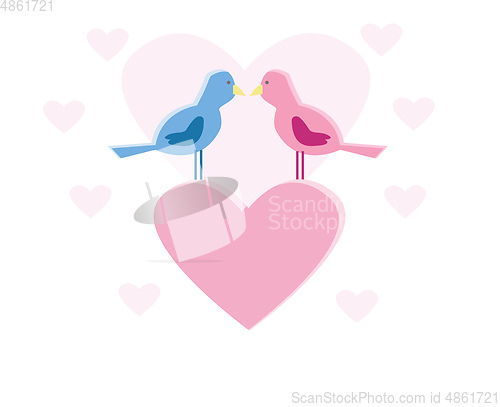 Image of Valentine symbol with two birds vector or color illustration