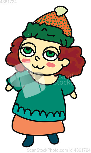 Image of A girl wearing skirt vector or color illustration