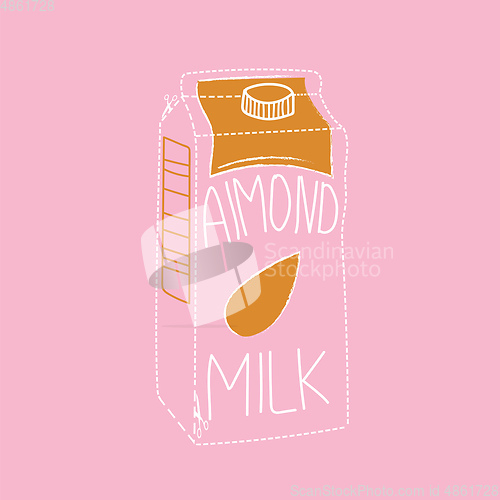 Image of Drawing of a milk glass bottle vector or color illustration
