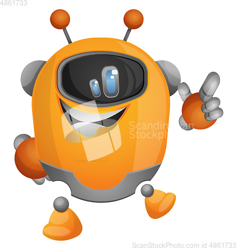 Image of Cartoon robot pointing with a finger illustration vector on whit