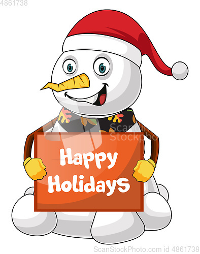 Image of Happy snowman illustration vector on white background