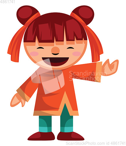 Image of Chinese girl is happy for a New Year aheadvector illustration