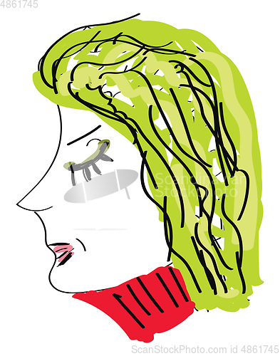 Image of Portrait of a woman in different colors viewed from side set on 