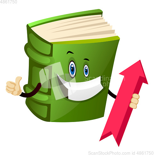 Image of Green book is holding an up arrow, illustration, vector on white