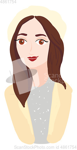 Image of A girl with brown hair eyes and lips vector or color illustratio